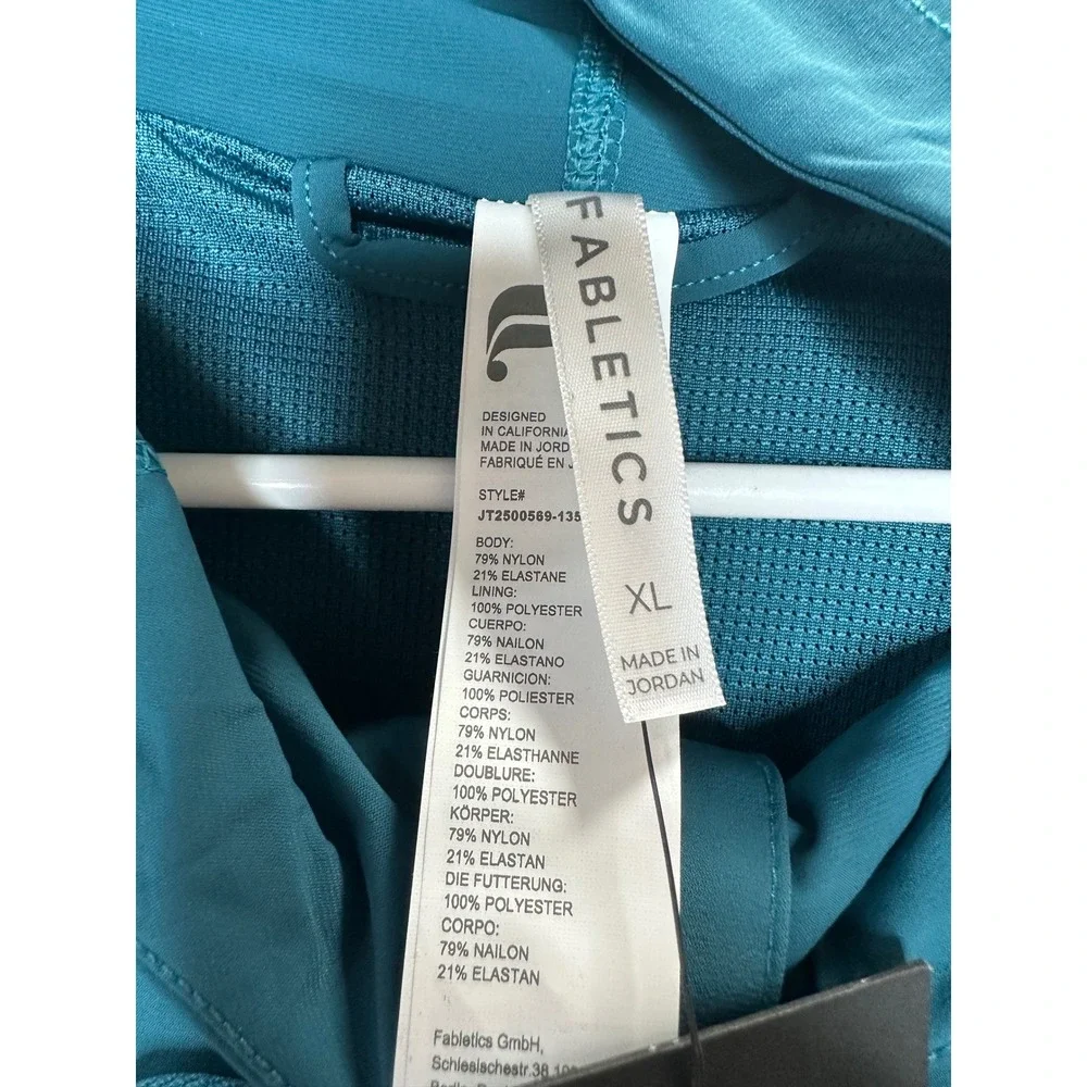 Fabletics NWT All Day Jacket Green Abyss‎ Lightweight Hooded Zip Front Women XL